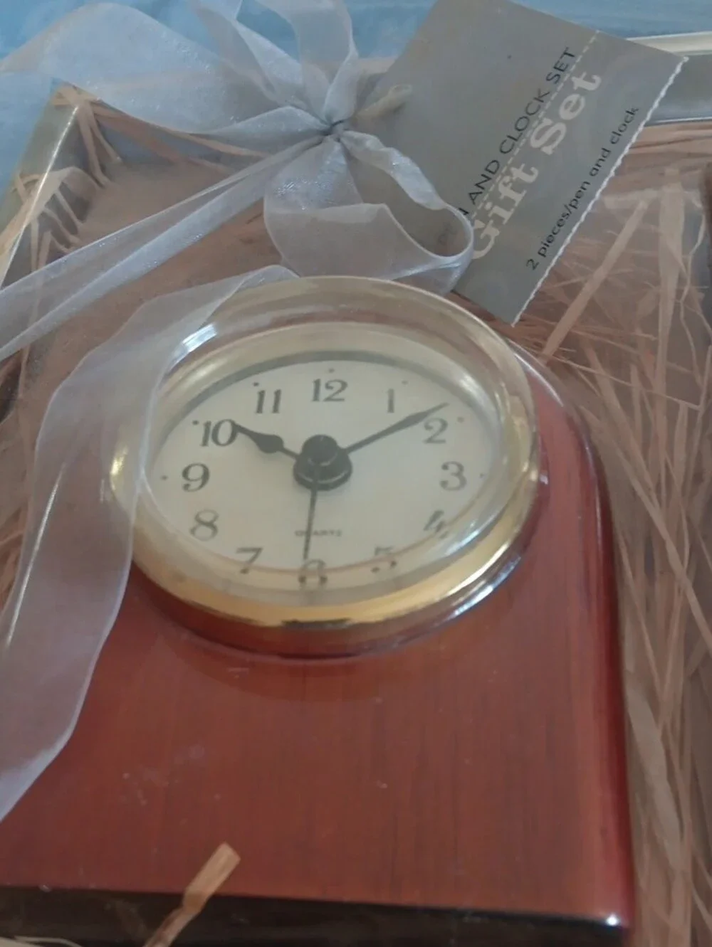 Unbranded Brown Wood Mantel Clock Gift Set